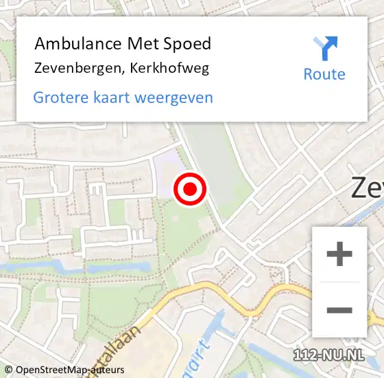 Locatie op kaart van de 112 melding: Ambulance Met Spoed Naar Zevenbergen, Kerkhofweg op 8 december 2017 16:16