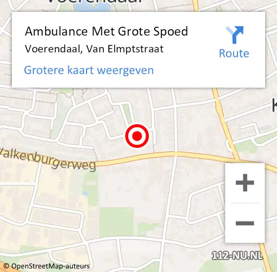 Locatie op kaart van de 112 melding: Ambulance Met Grote Spoed Naar Voerendaal, Van Elmptstraat op 9 februari 2014 06:33