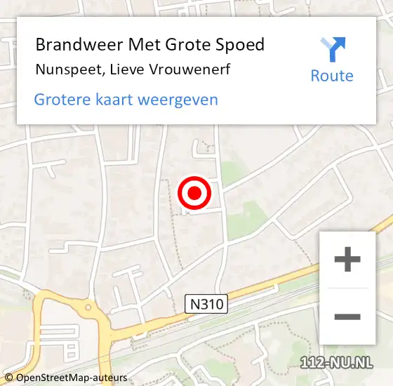 Locatie op kaart van de 112 melding: Brandweer Met Grote Spoed Naar Nunspeet, Lieve Vrouwenerf op 9 februari 2014 06:54