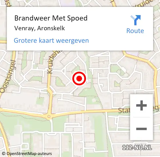 Locatie op kaart van de 112 melding: Brandweer Met Spoed Naar Venray, Aronskelk op 8 december 2017 18:30