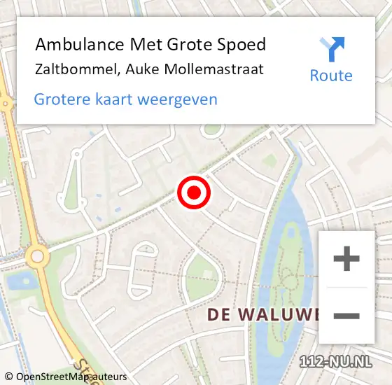 Locatie op kaart van de 112 melding: Ambulance Met Grote Spoed Naar Zaltbommel, Auke Mollemastraat op 8 december 2017 18:38