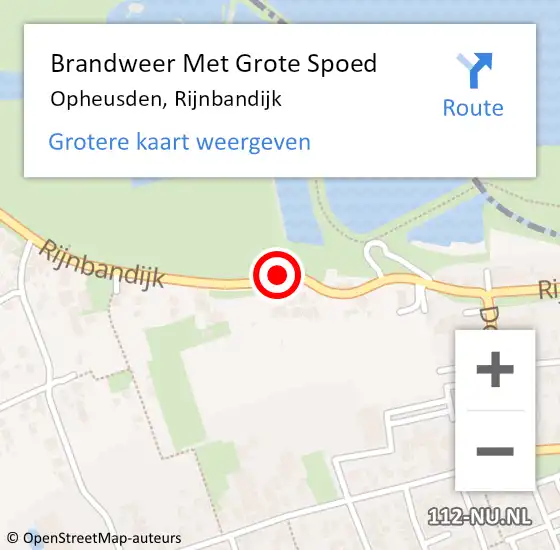 Locatie op kaart van de 112 melding: Brandweer Met Grote Spoed Naar Opheusden, Rijnbandijk op 8 december 2017 19:16