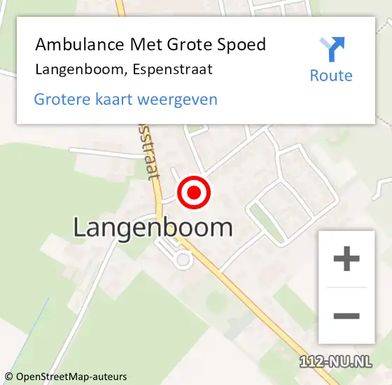 Locatie op kaart van de 112 melding: Ambulance Met Grote Spoed Naar Langenboom, Espenstraat op 8 december 2017 19:49