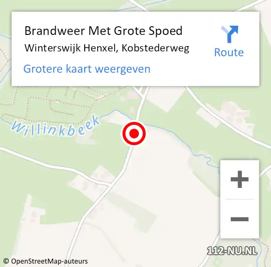 Locatie op kaart van de 112 melding: Brandweer Met Grote Spoed Naar Winterswijk Henxel, Kobstederweg op 8 december 2017 19:59