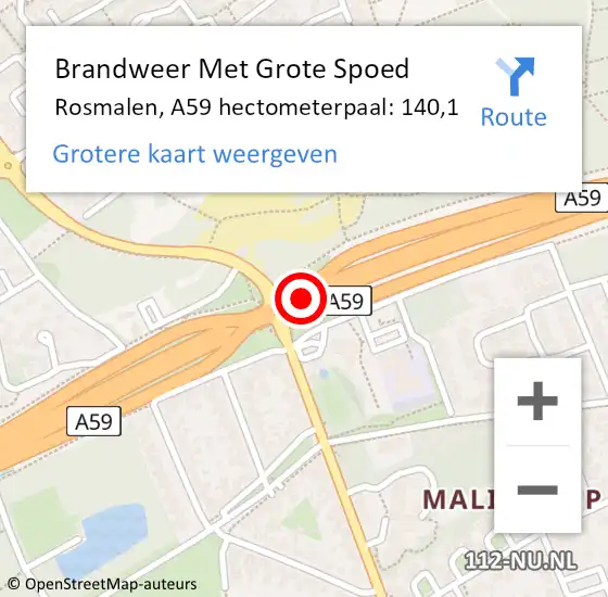 Locatie op kaart van de 112 melding: Brandweer Met Grote Spoed Naar Rosmalen, A59 hectometerpaal: 140,1 op 8 december 2017 20:38