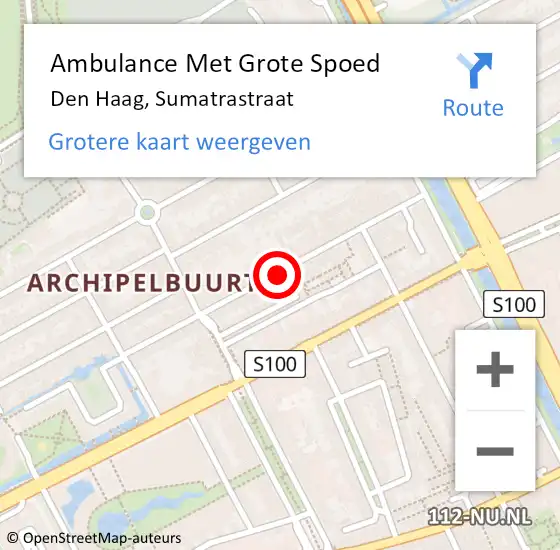 Locatie op kaart van de 112 melding: Ambulance Met Grote Spoed Naar Den Haag, Sumatrastraat op 8 december 2017 20:47