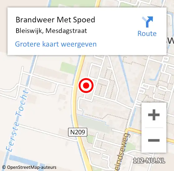 Locatie op kaart van de 112 melding: Brandweer Met Spoed Naar Bleiswijk, Mesdagstraat op 8 december 2017 21:14