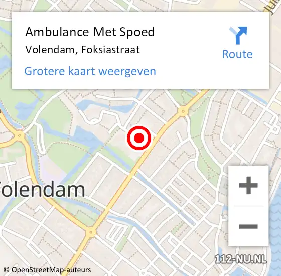 Locatie op kaart van de 112 melding: Ambulance Met Spoed Naar Volendam, Foksiastraat op 8 december 2017 21:25