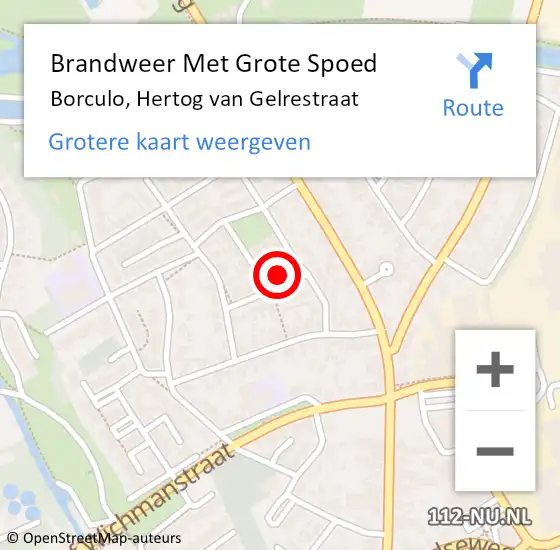 Locatie op kaart van de 112 melding: Brandweer Met Grote Spoed Naar Borculo, Hertog van Gelrestraat op 21 september 2013 21:55