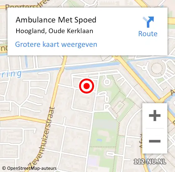 Locatie op kaart van de 112 melding: Ambulance Met Spoed Naar Hoogland, Oude Kerklaan op 8 december 2017 23:27