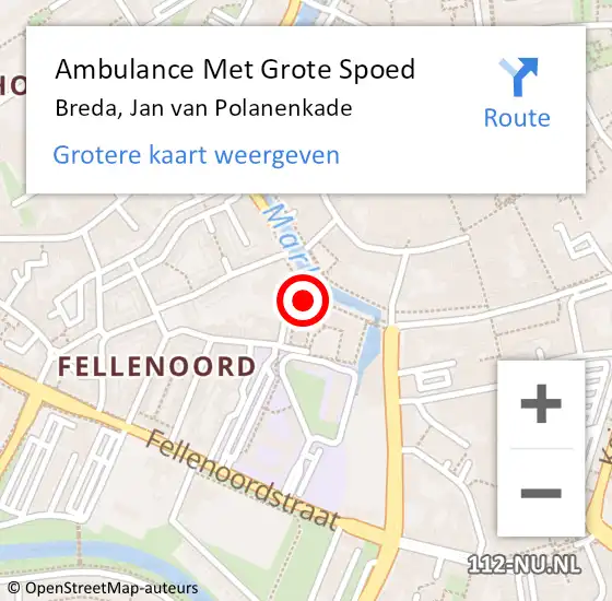 Locatie op kaart van de 112 melding: Ambulance Met Grote Spoed Naar Breda, Jan van Polanenkade op 9 december 2017 00:39