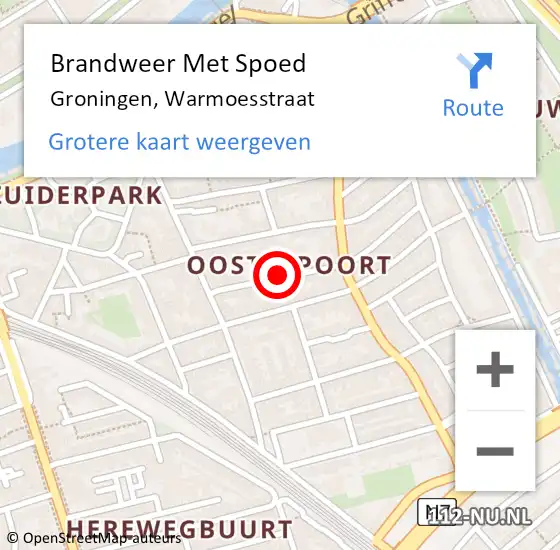 Locatie op kaart van de 112 melding: Brandweer Met Spoed Naar Groningen, Warmoesstraat op 9 december 2017 00:42