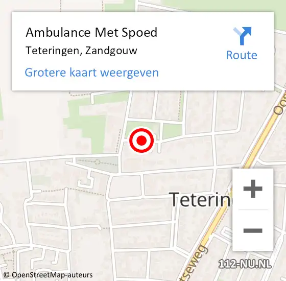 Locatie op kaart van de 112 melding: Ambulance Met Spoed Naar Teteringen, Zandgouw op 9 december 2017 01:30