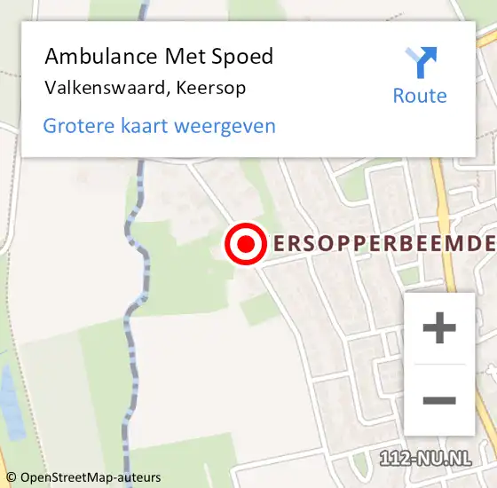 Locatie op kaart van de 112 melding: Ambulance Met Spoed Naar Valkenswaard, Keersop op 9 december 2017 02:11