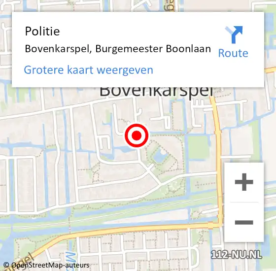 Locatie op kaart van de 112 melding: Politie Bovenkarspel, Burgemeester Boonlaan op 9 december 2017 04:19