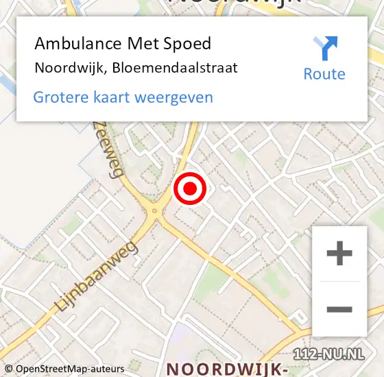 Locatie op kaart van de 112 melding: Ambulance Met Spoed Naar Noordwijk, Bloemendaalstraat op 9 december 2017 07:49