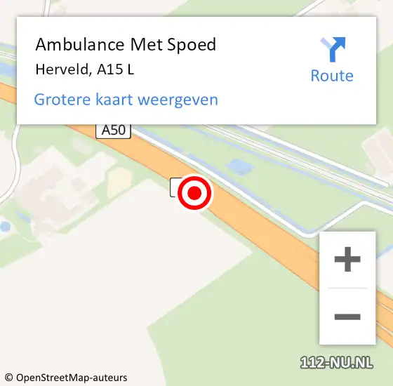 Locatie op kaart van de 112 melding: Ambulance Met Spoed Naar Herveld, A15 L hectometerpaal: 154,8 op 9 december 2017 08:09
