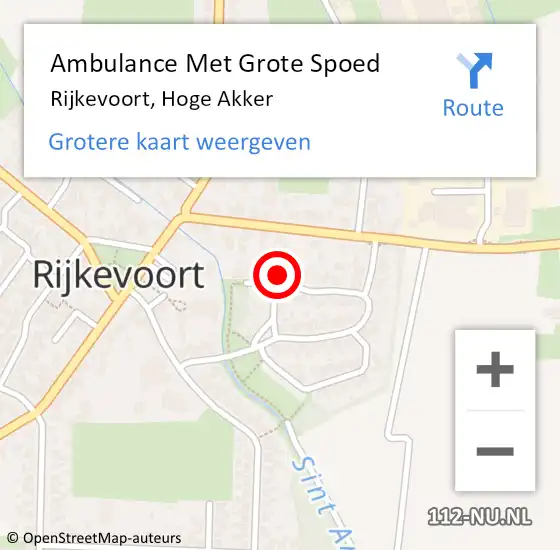 Locatie op kaart van de 112 melding: Ambulance Met Grote Spoed Naar Rijkevoort, Hoge Akker op 9 december 2017 08:19