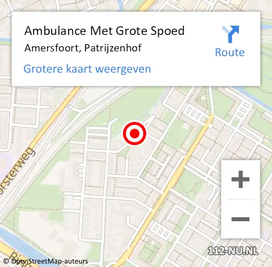 Locatie op kaart van de 112 melding: Ambulance Met Grote Spoed Naar Amersfoort, Patrijzenhof op 9 december 2017 08:29