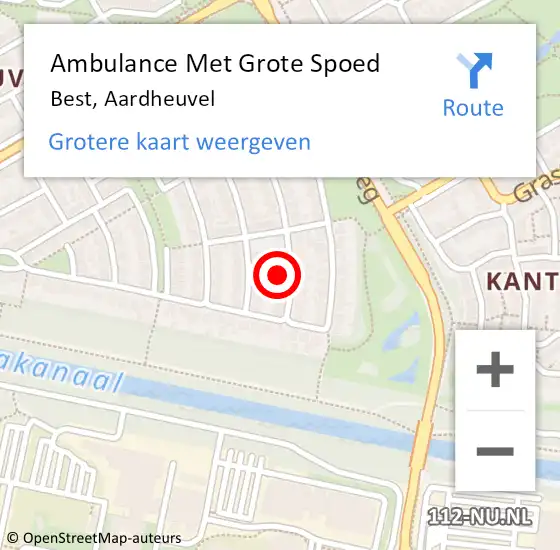 Locatie op kaart van de 112 melding: Ambulance Met Grote Spoed Naar Best, Aardheuvel op 9 december 2017 08:32