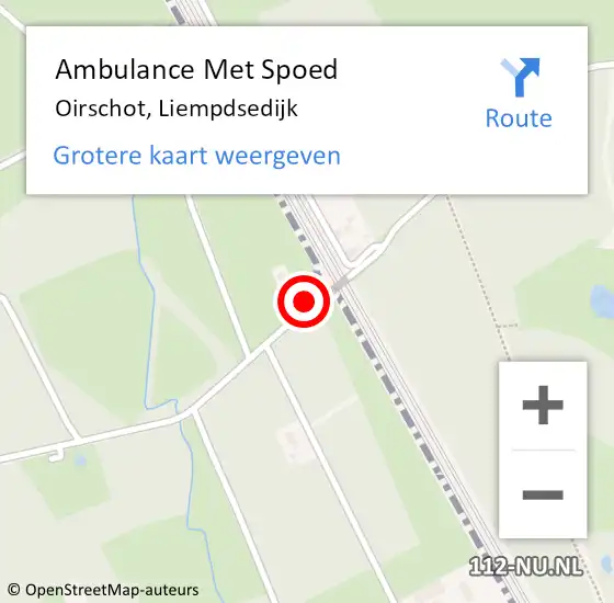 Locatie op kaart van de 112 melding: Ambulance Met Spoed Naar Oirschot, Liempdsedijk op 9 december 2017 08:38