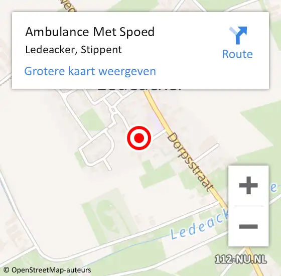 Locatie op kaart van de 112 melding: Ambulance Met Spoed Naar Ledeacker, Stippent op 9 december 2017 09:10