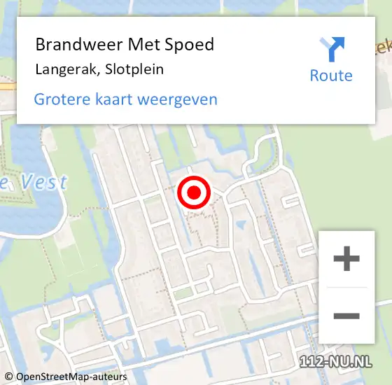 Locatie op kaart van de 112 melding: Brandweer Met Spoed Naar Langerak, Slotplein op 9 december 2017 09:43