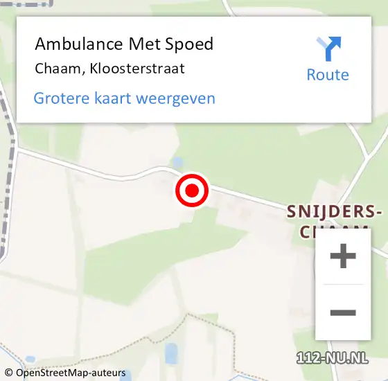 Locatie op kaart van de 112 melding: Ambulance Met Spoed Naar Chaam, Kloosterstraat op 9 december 2017 10:03