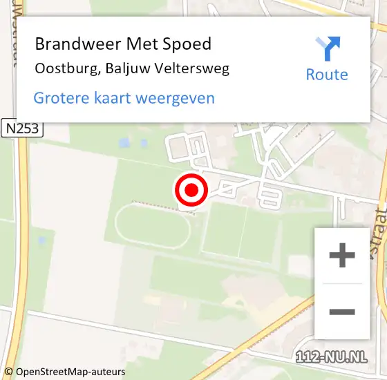 Locatie op kaart van de 112 melding: Brandweer Met Spoed Naar Oostburg, Baljuw Veltersweg op 9 december 2017 10:03