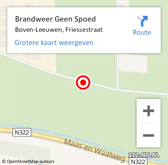 Locatie op kaart van de 112 melding: Brandweer Geen Spoed Naar Boven-Leeuwen, Friessestraat op 9 december 2017 11:10