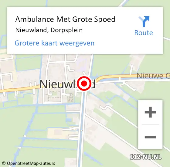 Locatie op kaart van de 112 melding: Ambulance Met Grote Spoed Naar Nieuwland, Dorpsplein op 9 december 2017 11:41