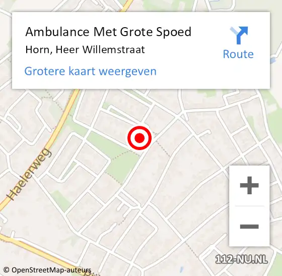 Locatie op kaart van de 112 melding: Ambulance Met Grote Spoed Naar Horn, Heer Willemstraat op 9 december 2017 11:47