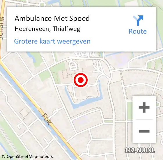 Locatie op kaart van de 112 melding: Ambulance Met Spoed Naar Heerenveen, Thialfweg op 9 december 2017 11:49