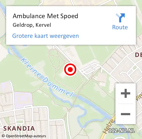 Locatie op kaart van de 112 melding: Ambulance Met Spoed Naar Geldrop, Kervel op 9 december 2017 11:51