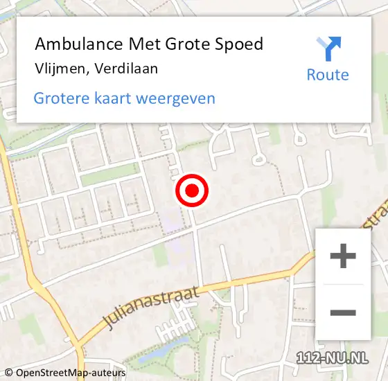 Locatie op kaart van de 112 melding: Ambulance Met Grote Spoed Naar Vlijmen, Verdilaan op 9 december 2017 12:01