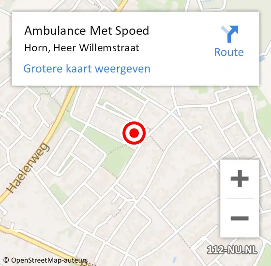 Locatie op kaart van de 112 melding: Ambulance Met Spoed Naar Horn, Heer Willemstraat op 9 december 2017 12:27