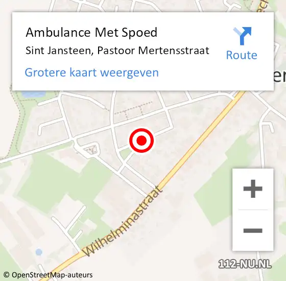 Locatie op kaart van de 112 melding: Ambulance Met Spoed Naar Sint Jansteen, Pastoor Mertensstraat op 9 december 2017 13:03