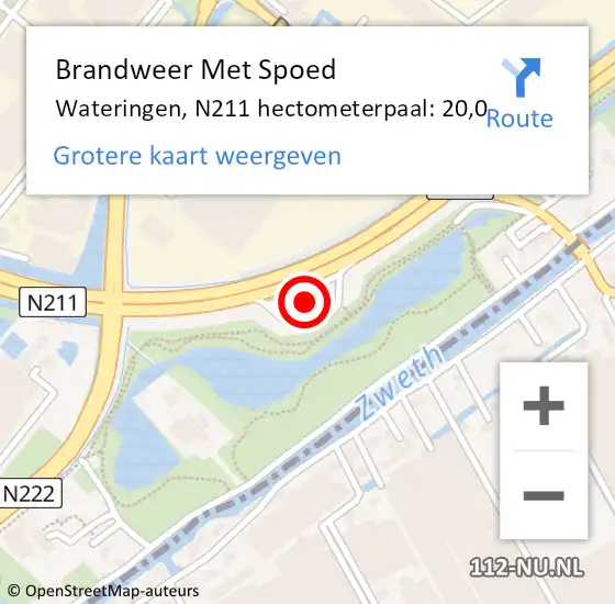 Locatie op kaart van de 112 melding: Brandweer Met Spoed Naar Wateringen, N211 hectometerpaal: 20,0 op 9 december 2017 13:16