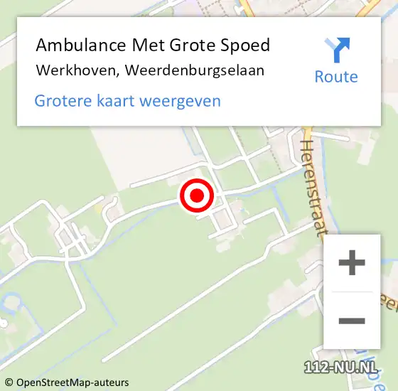 Locatie op kaart van de 112 melding: Ambulance Met Grote Spoed Naar Werkhoven, Weerdenburgselaan op 9 december 2017 13:35