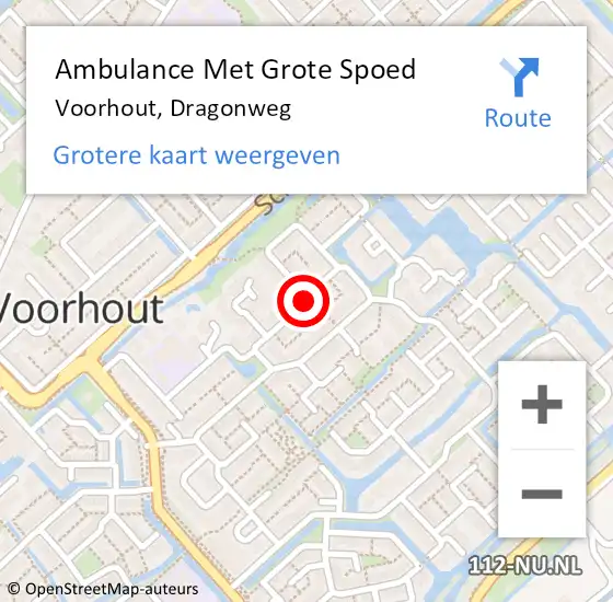 Locatie op kaart van de 112 melding: Ambulance Met Grote Spoed Naar Voorhout, Dragonweg op 9 december 2017 13:50