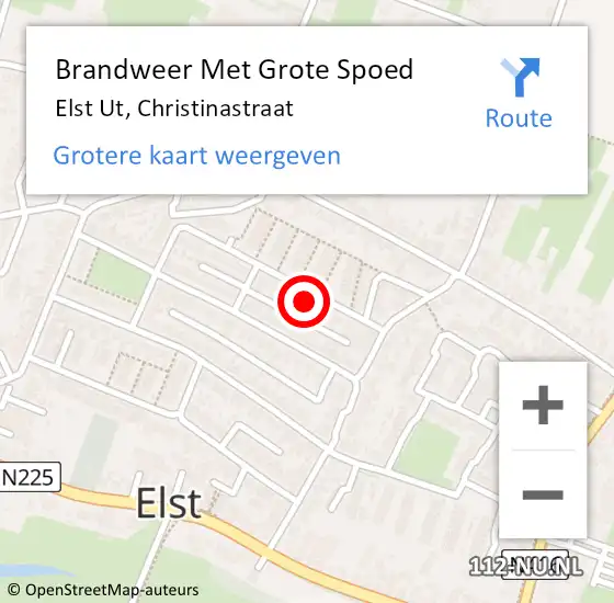 Locatie op kaart van de 112 melding: Brandweer Met Grote Spoed Naar Elst Ut, Christinastraat op 9 december 2017 14:30