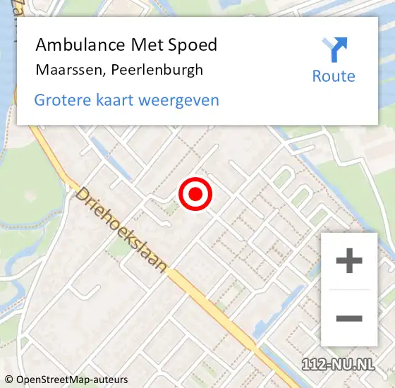 Locatie op kaart van de 112 melding: Ambulance Met Spoed Naar Maarssen, Peerlenburgh op 9 december 2017 15:07