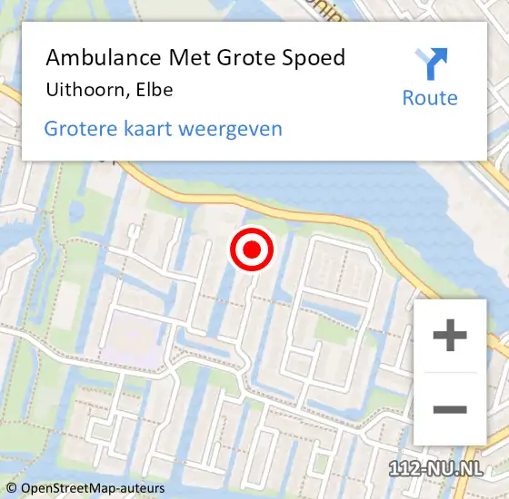 Locatie op kaart van de 112 melding: Ambulance Met Grote Spoed Naar Uithoorn, Elbe op 9 december 2017 16:20