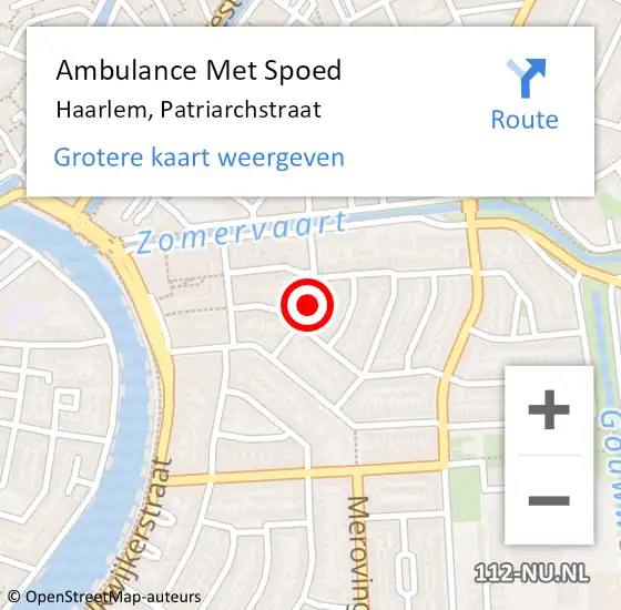 Locatie op kaart van de 112 melding: Ambulance Met Spoed Naar Haarlem, Patriarchstraat op 9 december 2017 17:37