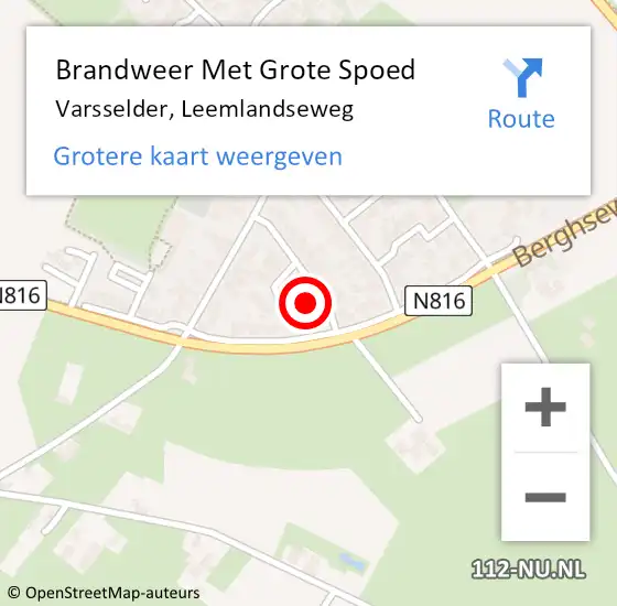 Locatie op kaart van de 112 melding: Brandweer Met Grote Spoed Naar Varsselder, Leemlandseweg op 9 december 2017 18:05