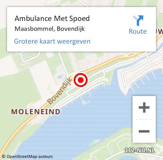 Locatie op kaart van de 112 melding: Ambulance Met Spoed Naar Maasbommel, Bovendijk op 9 december 2017 20:39