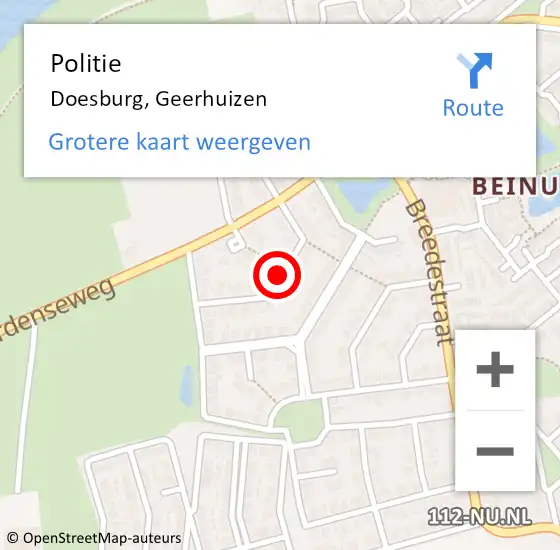 Locatie op kaart van de 112 melding: Politie Doesburg, Geerhuizen op 9 december 2017 22:21