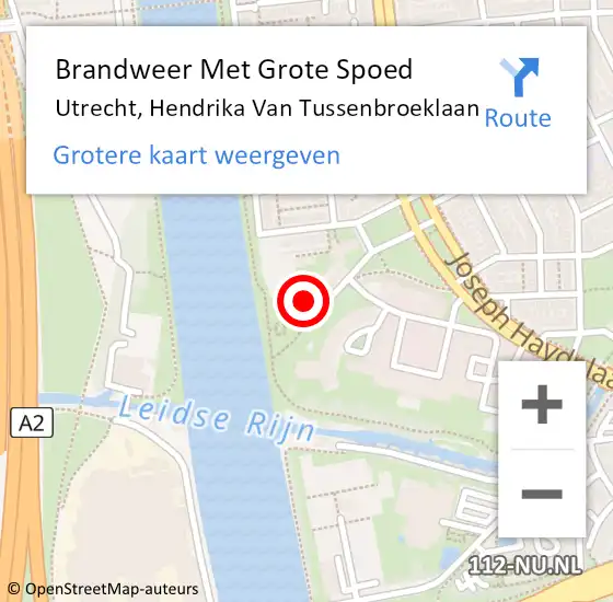 Locatie op kaart van de 112 melding: Brandweer Met Grote Spoed Naar Utrecht, Hendrika Van Tussenbroeklaan op 9 december 2017 23:44