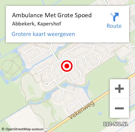 Locatie op kaart van de 112 melding: Ambulance Met Grote Spoed Naar Abbekerk, Kapershof op 10 december 2017 00:01