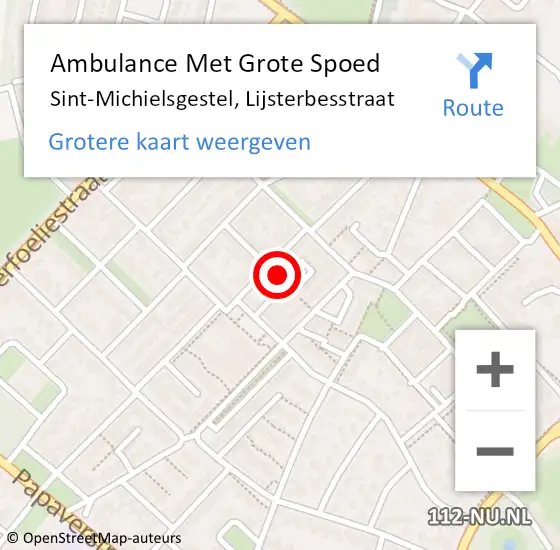 Locatie op kaart van de 112 melding: Ambulance Met Grote Spoed Naar Sint-Michielsgestel, Lijsterbesstraat op 10 december 2017 01:59